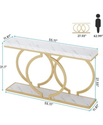 55 inch Faux Marble Entryway Table Narrow Long Sofa Table, Modern Accent Table