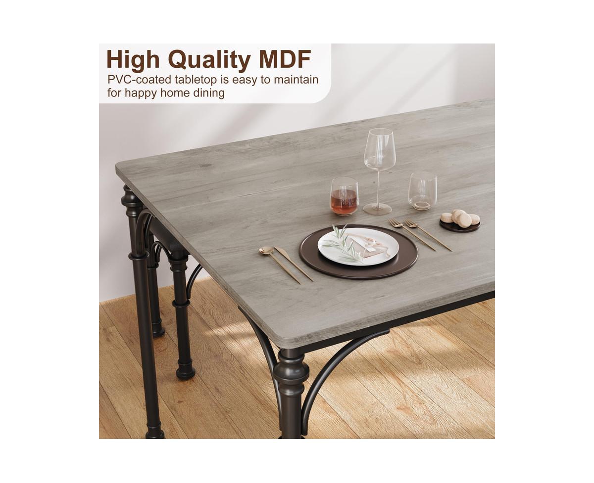 gaomon Dining Table Set for 4, Kitchen Table Set with Roman Columns, Dining Table Set for 4-6 with Upholstered Benches, The 3-Piece Dining Table Set f