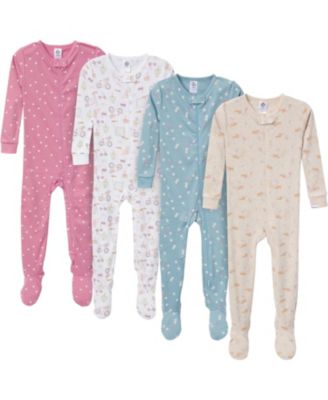 Toddler Girls' Snug Fit Footed Pajamas, 4-Pack, Dogs