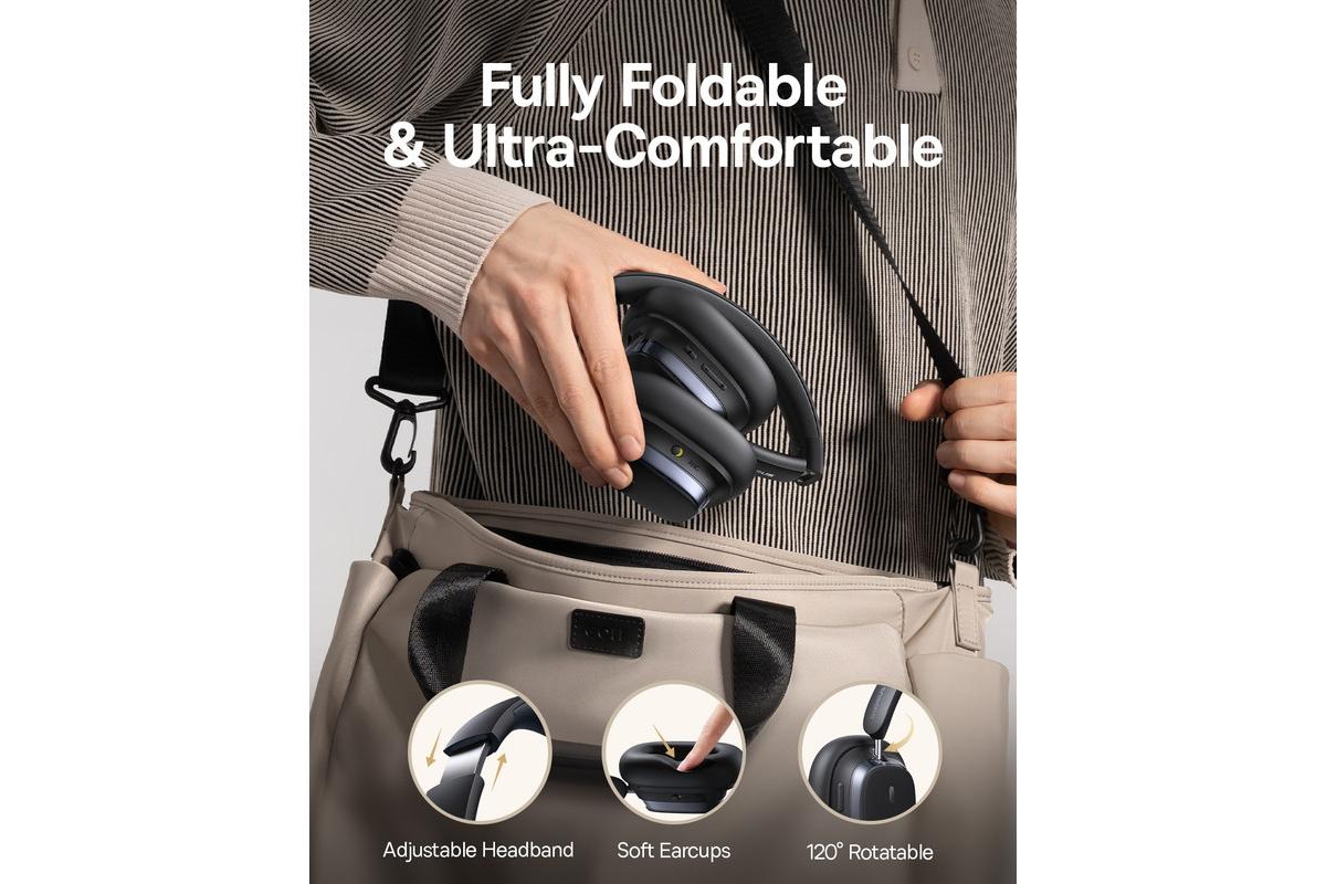 Baseus Wireless Headphones Noise Cancelling Over-Ear Bluetooth Headphones H1s, White