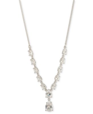 Givenchy Silver-Tone Crystal Pear Fancy Lariat Necklace, 16