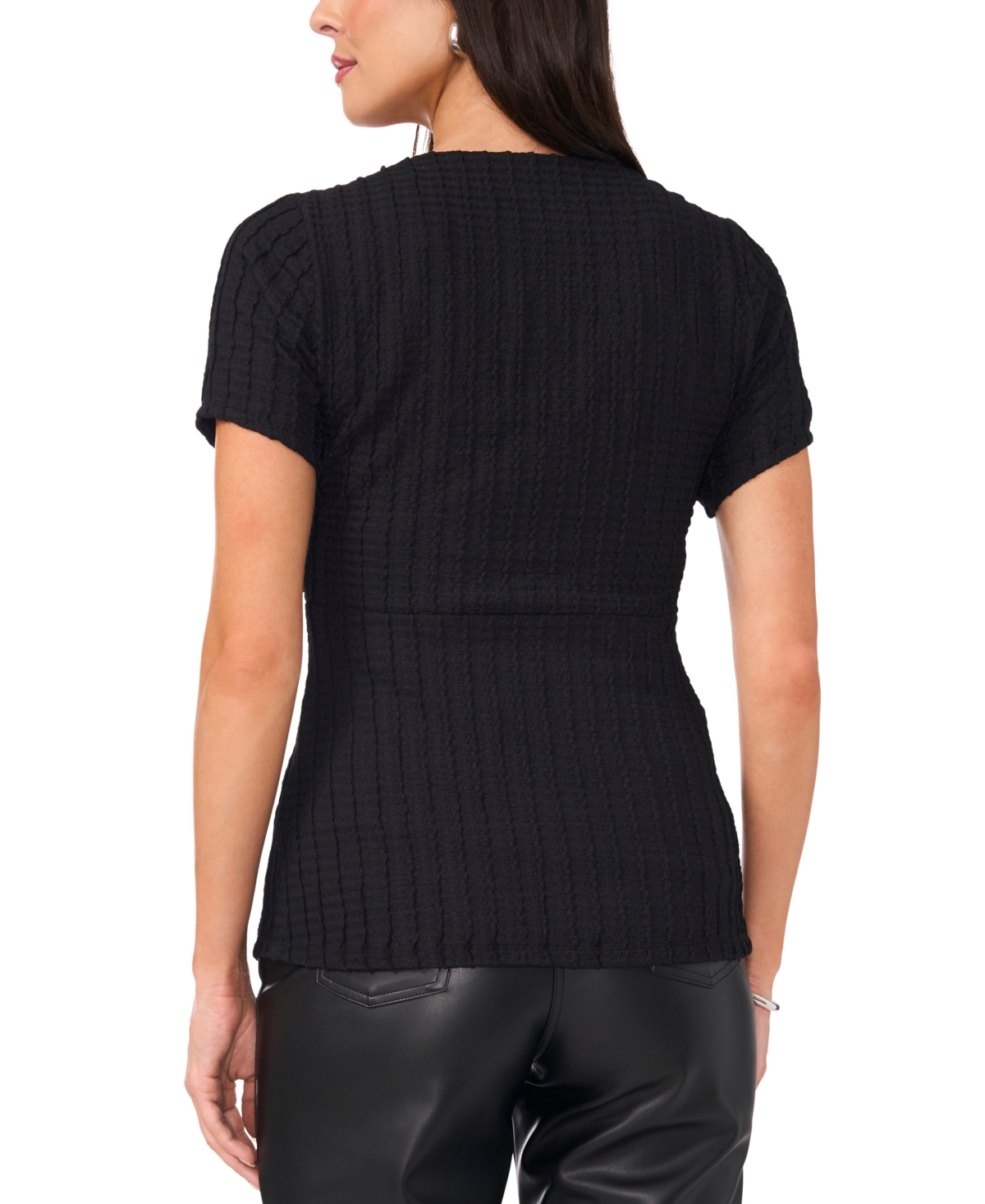 VINCE CAMUTO WOMEN'S TEXTURED FAUX-WRAP TOP 