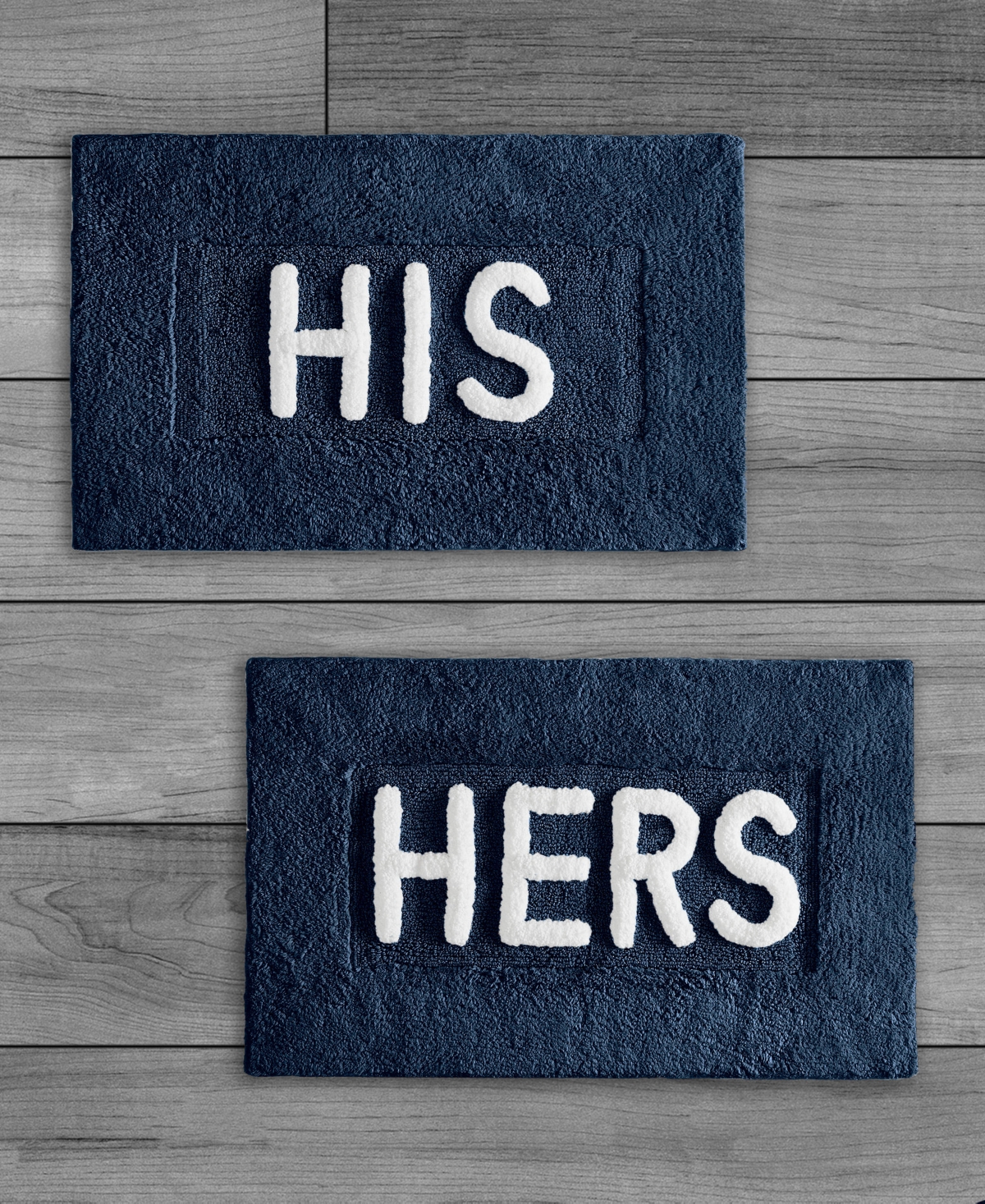 Shop Jean Pierre His & Hers Cotton 2-piece Bath Rug Set In Navy
