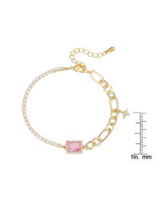 Cubic Zirconia Rectangle Half Design Bracelet