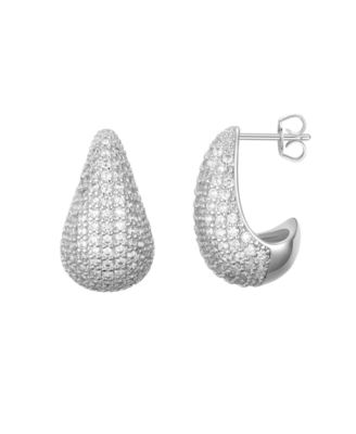 Gold-Plated Cubic Zirconia Drop Large Earrings