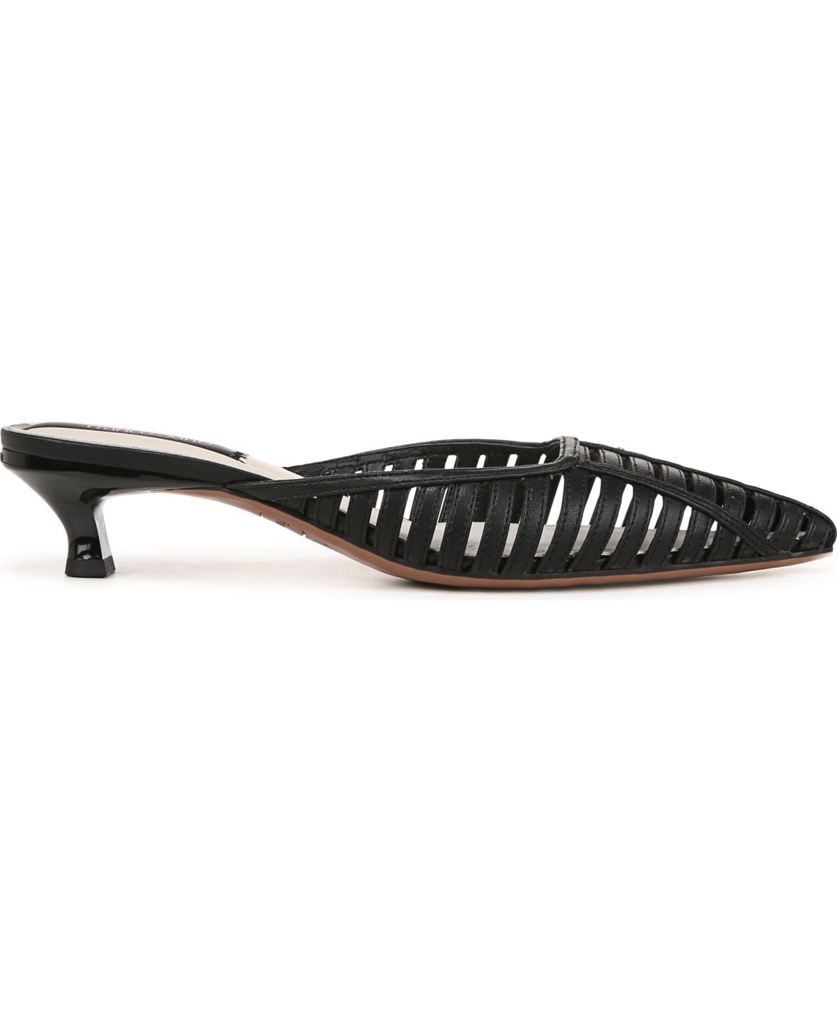 Franco Sarto Women's Marlina Fisherman Pointed Toe Kitten Heel Mules In Black Faux Leather