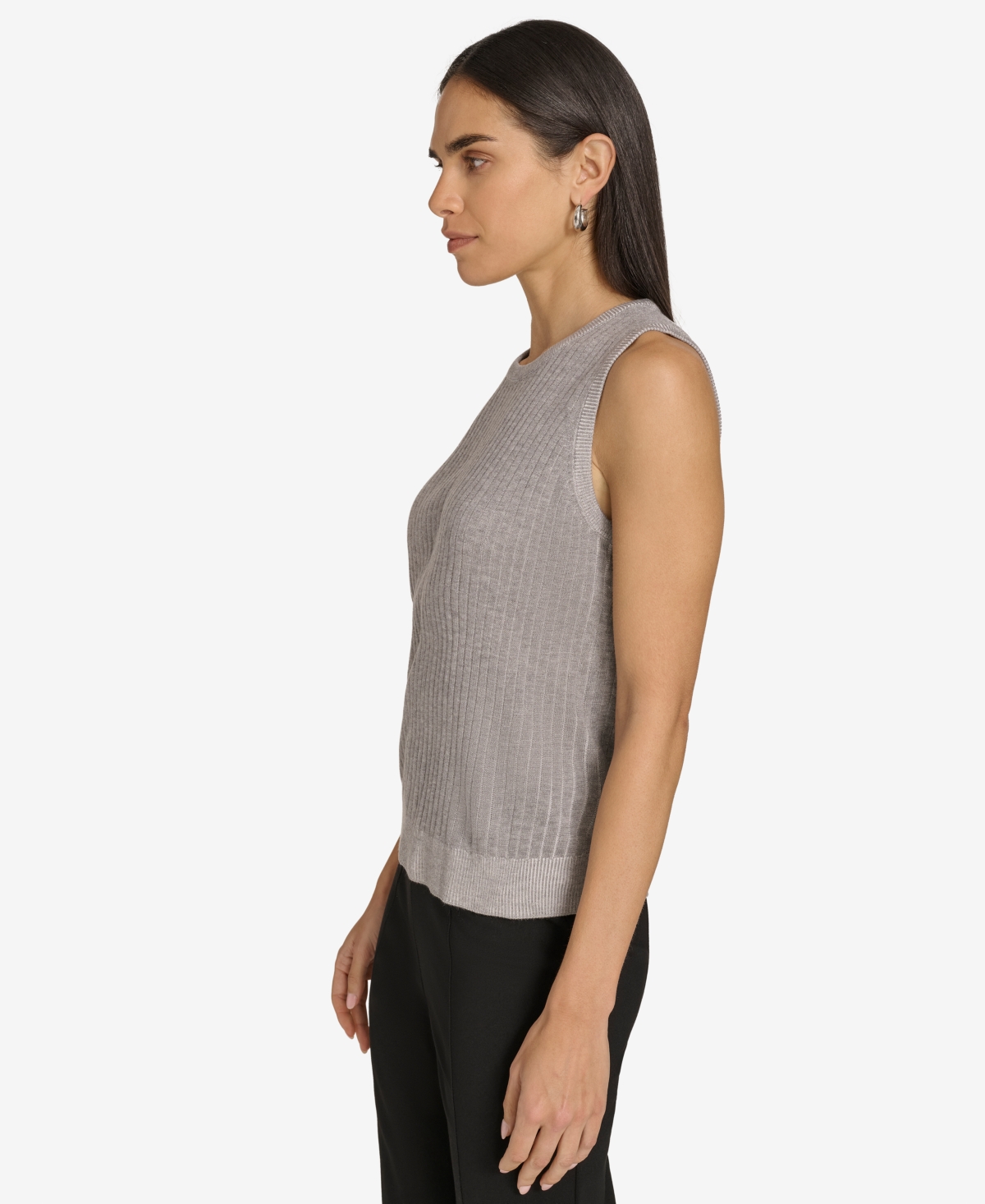 Calvin Klein Women's Ribbed Sweater-Knit Sleeveless Top -cream