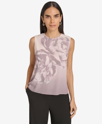 Calvin Klein - Women's Floral Print Sleeveless Blouse