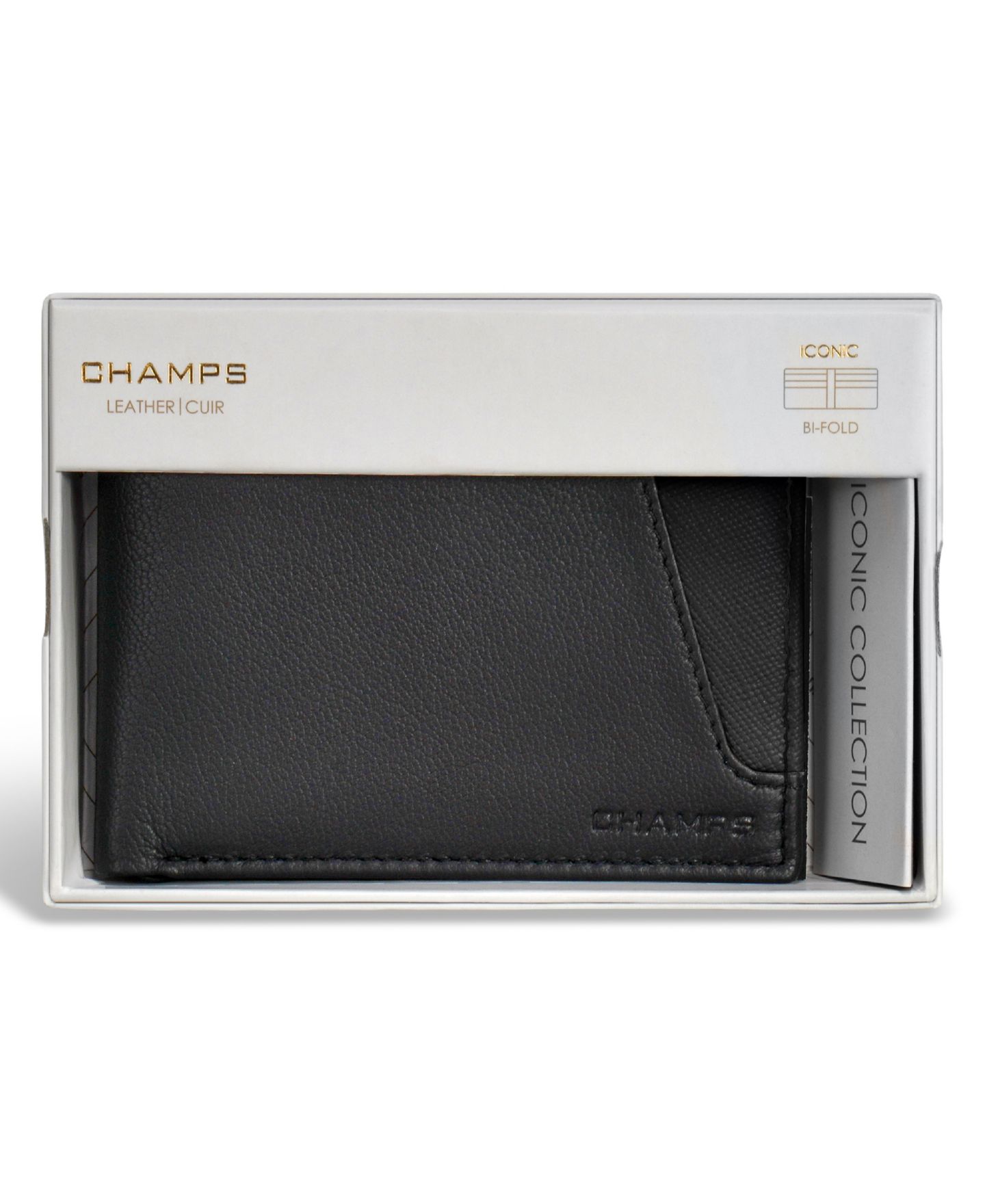 Мужской кошелёк CHAMPS Iconic Collection Leather Bi-Fold Wallet, цвет: Чёрный — фото 5