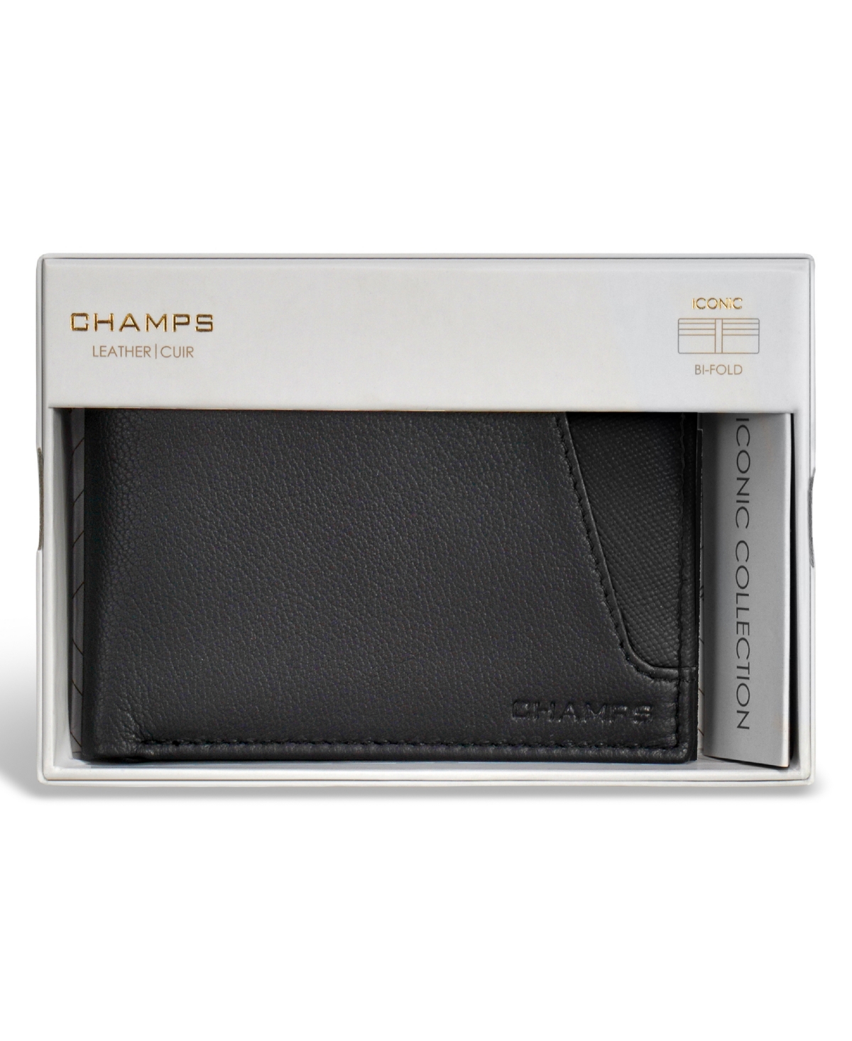 Shop Champs Men's Iconic Collection Leather Bi-fold Wallet In Black