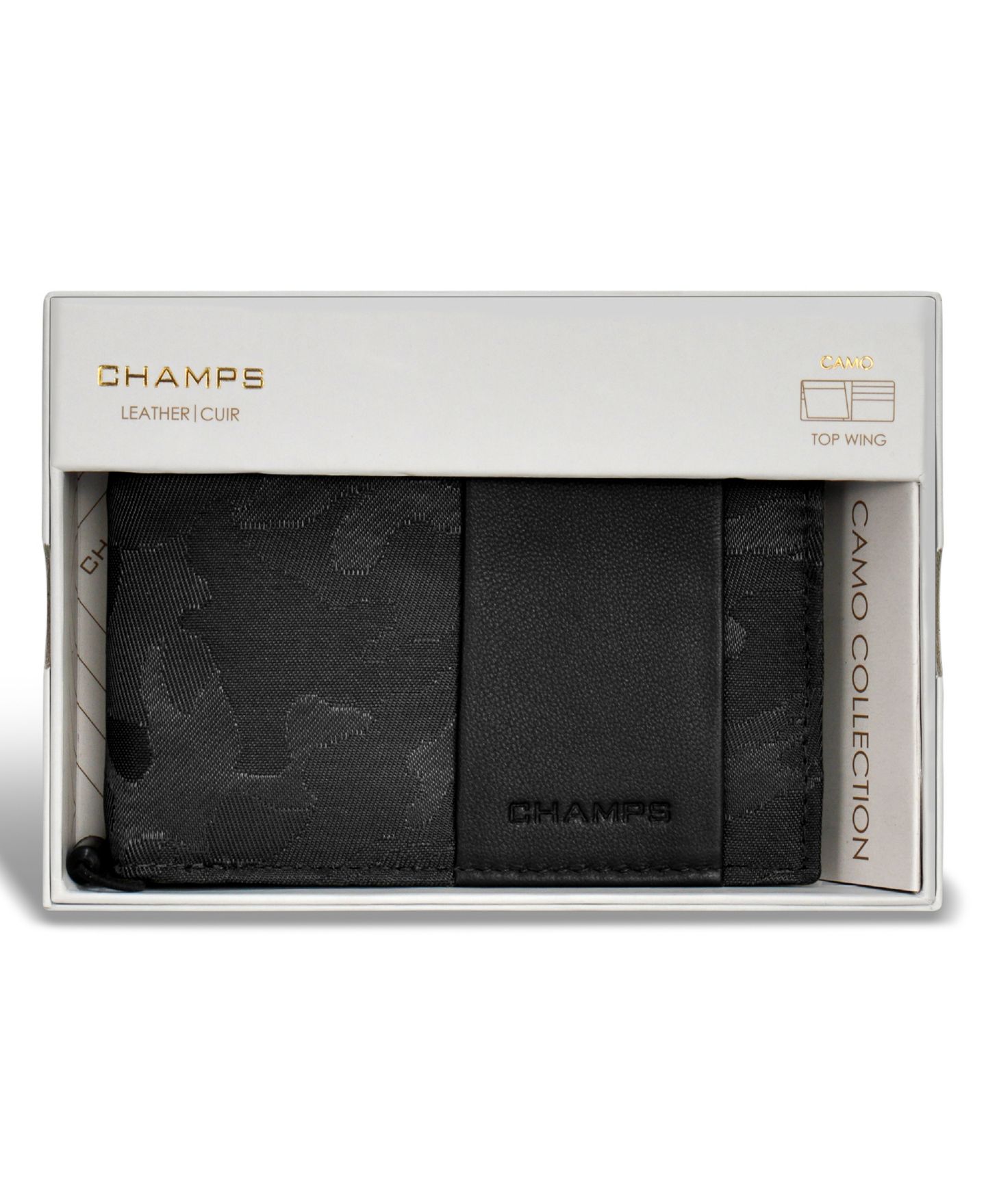 Мужской кошелёк CHAMPS Camo Collection Leather Top Wing Wallet, цвет: Чёрный — фото 6