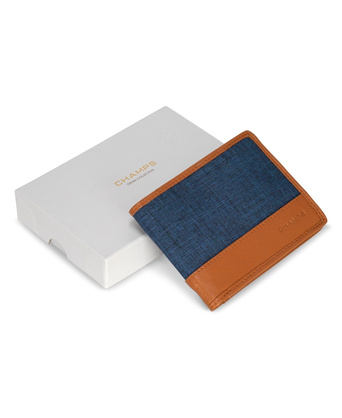 CHAMPS MEN'S DENIM COLLECTION LEATHER BI-FOLD WALLET 
