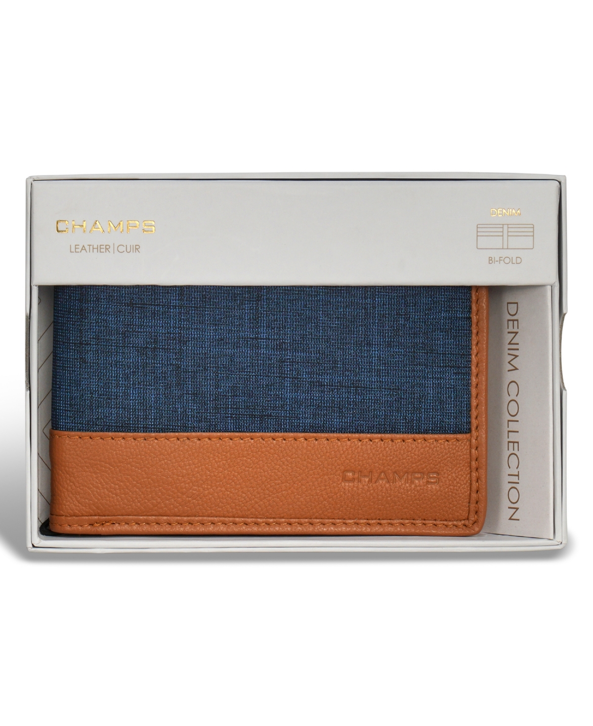 CHAMPS MEN'S DENIM COLLECTION LEATHER BI-FOLD WALLET 