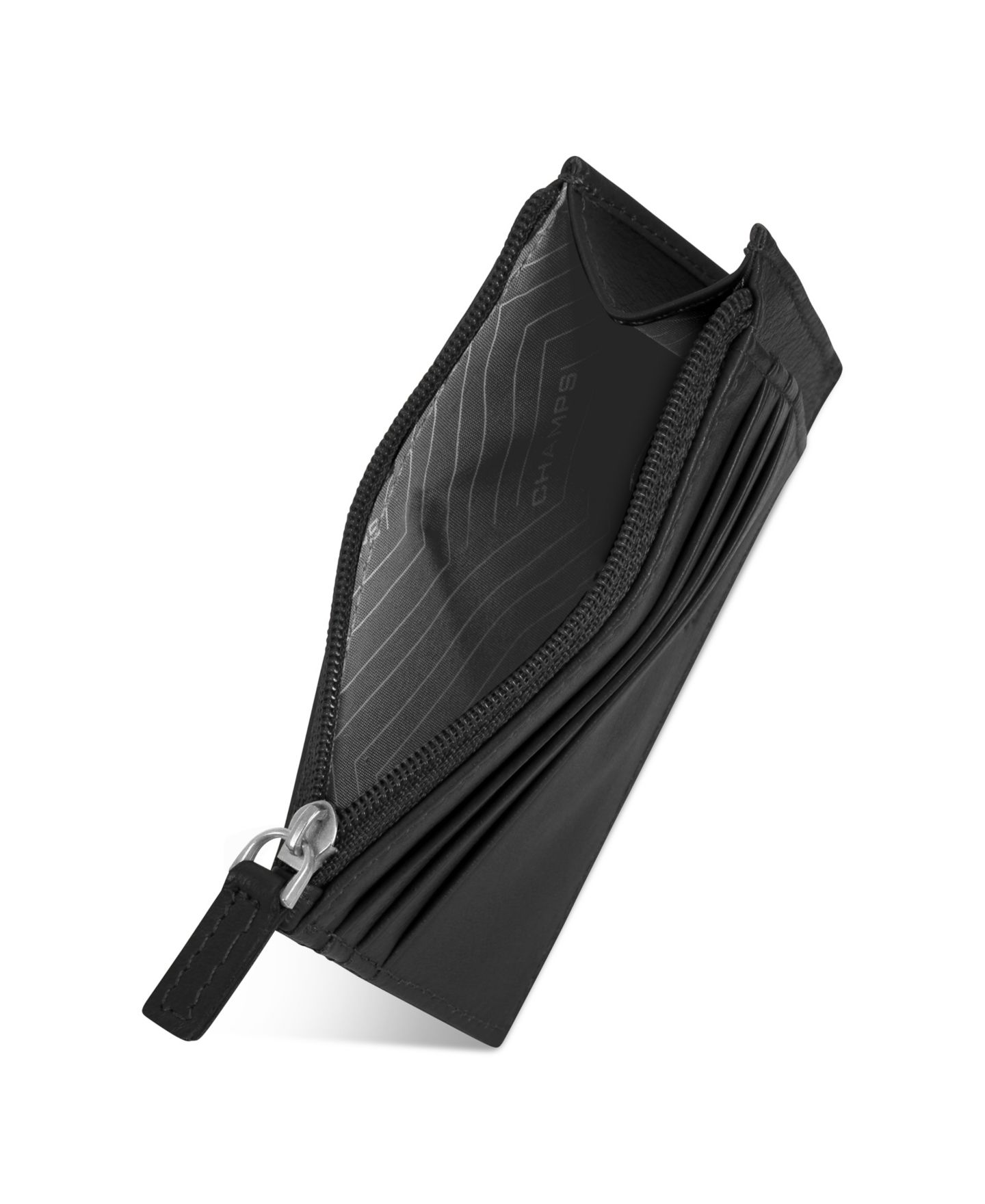 Мужской кошелёк CHAMPS Onyx Collection Leather Zip Card Case, цвет: Чёрный — фото 3