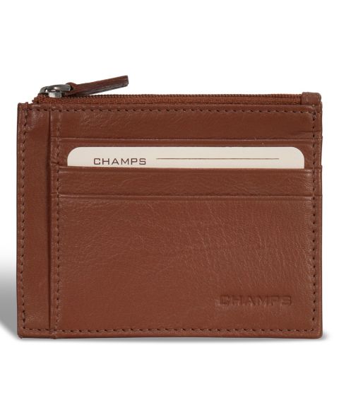 CHAMPS Men's Onyx Collection Leather Zip Card Case