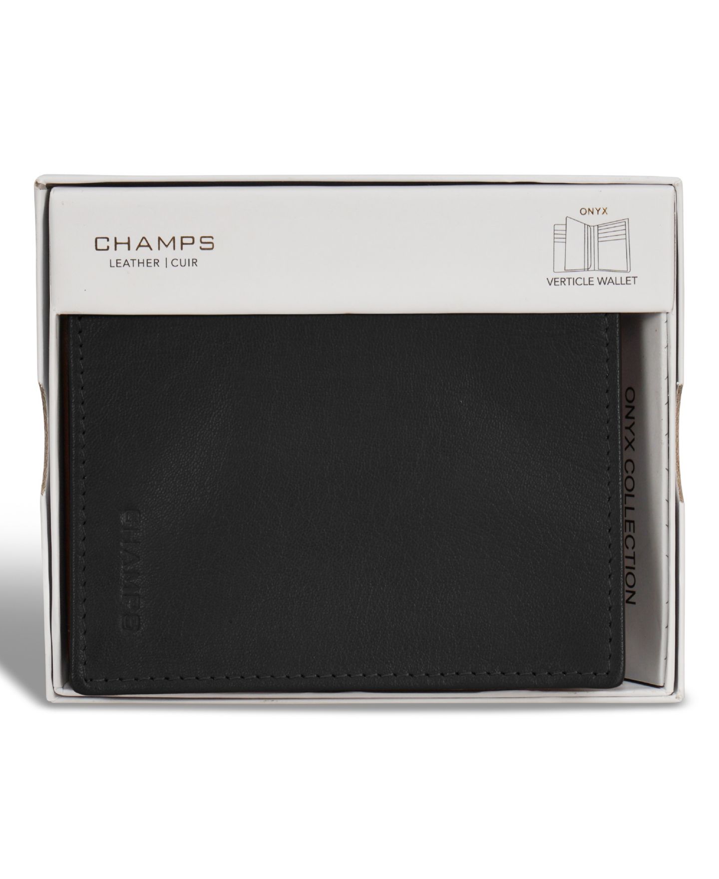 Мужской кошелёк CHAMPS Onyx Collection Leather Vertical Wallet, цвет: Чёрный — фото 6