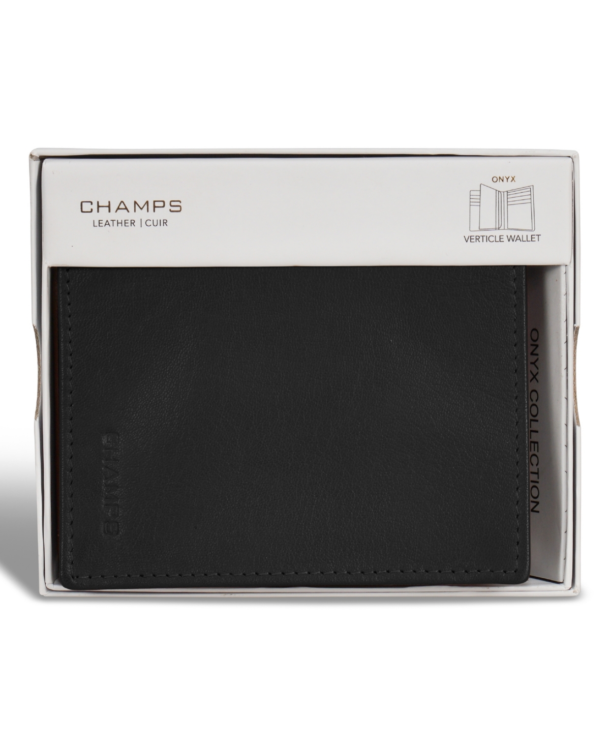 Shop Champs Men's Onyx Collection Leather Vertical Wallet In Black
