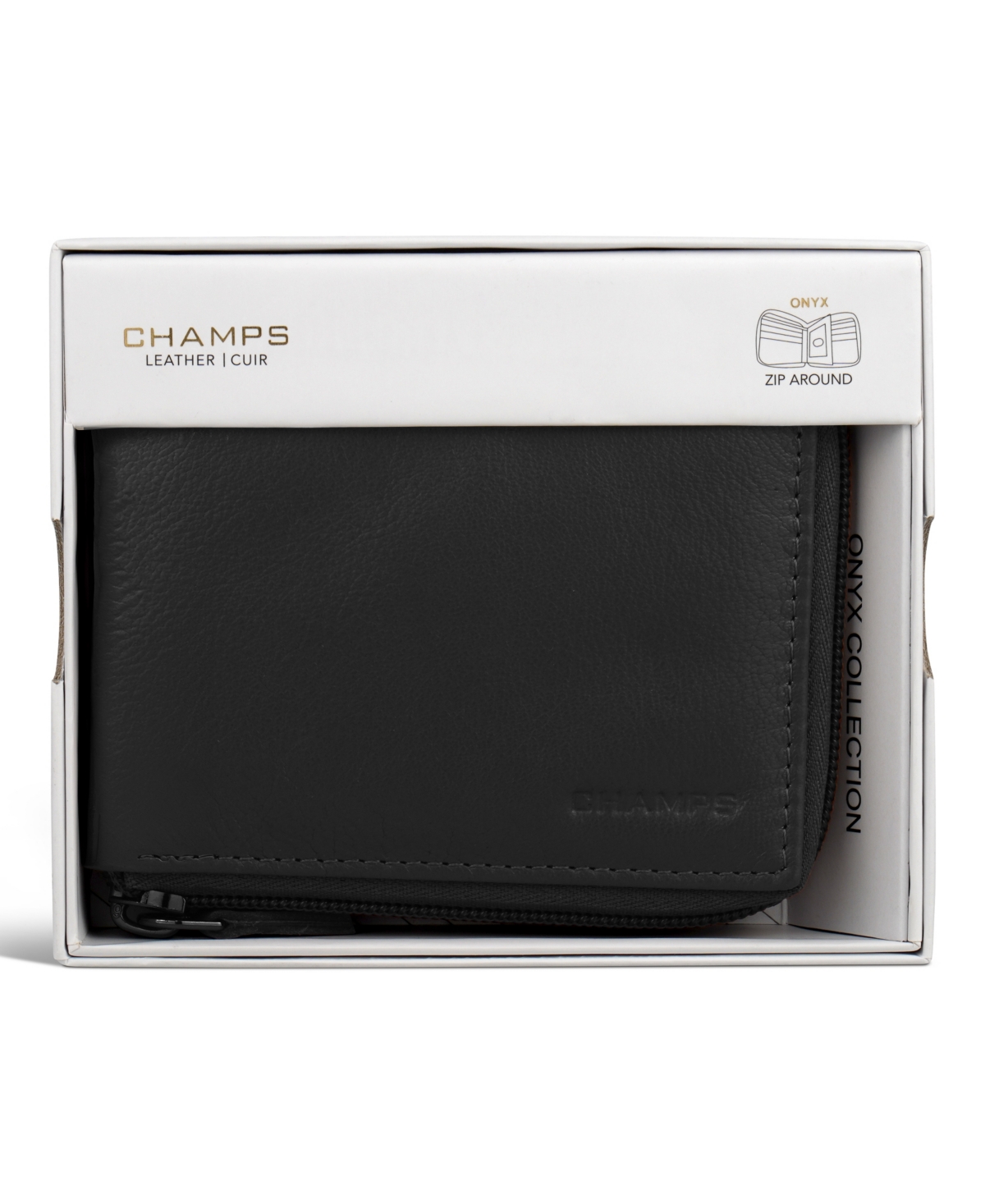 Shop Champs Men's Onyx Collection Leather Zip Around Wallet In Black