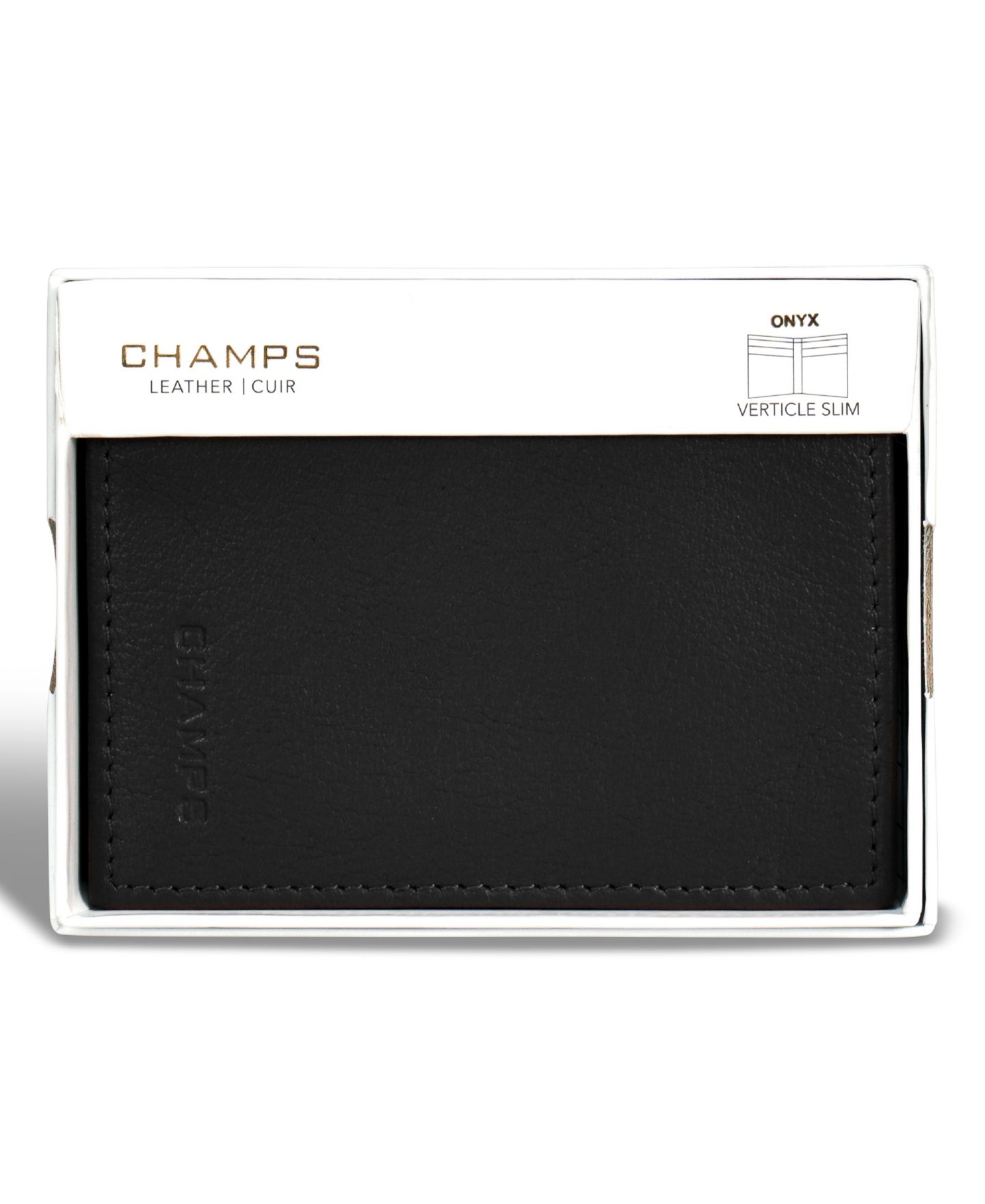Мужской кошелёк CHAMPS Onyx Collection Leather Vertical Slim Wallet, цвет: Чёрный — фото 5