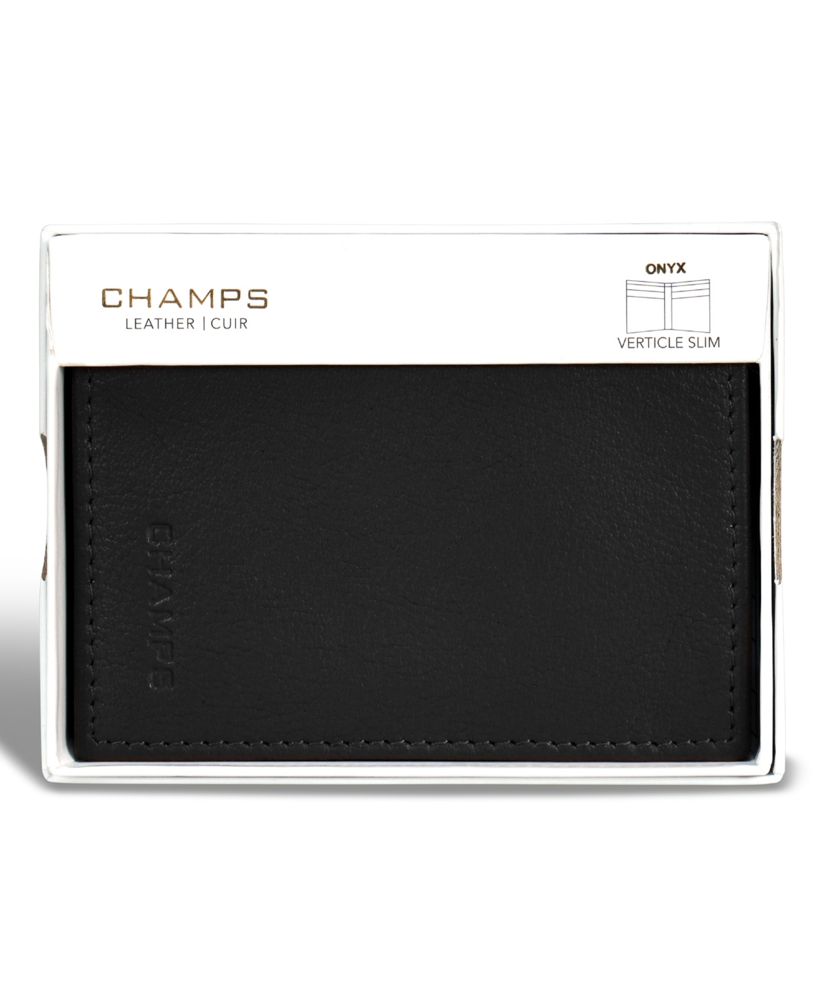 CHAMPS MEN'S ONYX COLLECTION LEATHER VERTICAL SLIM WALLET 