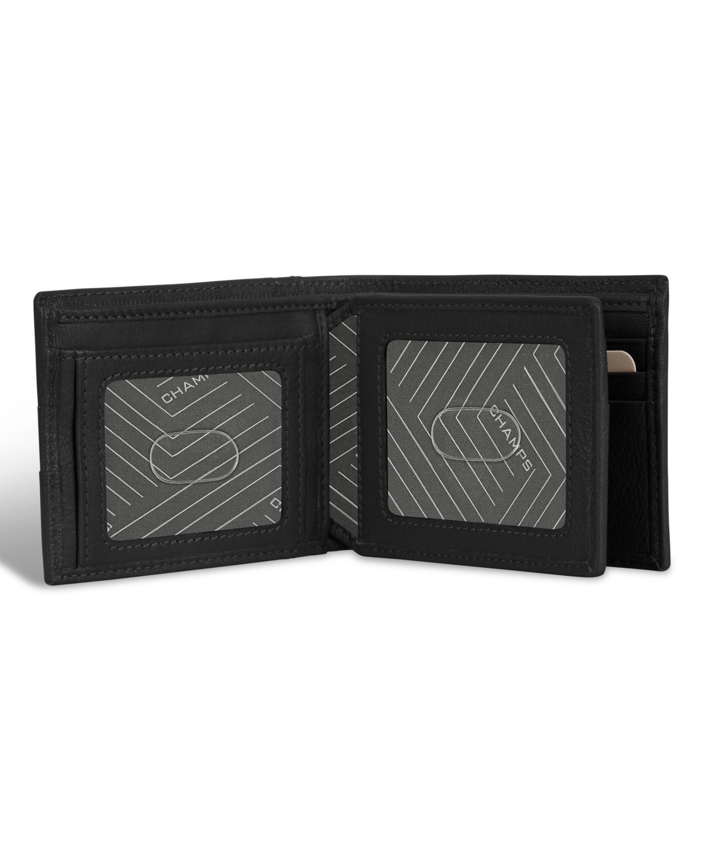 Мужской кошелёк CHAMPS Onyx Collection Leather Access Center Wing Wallet, цвет: Чёрный — фото 3