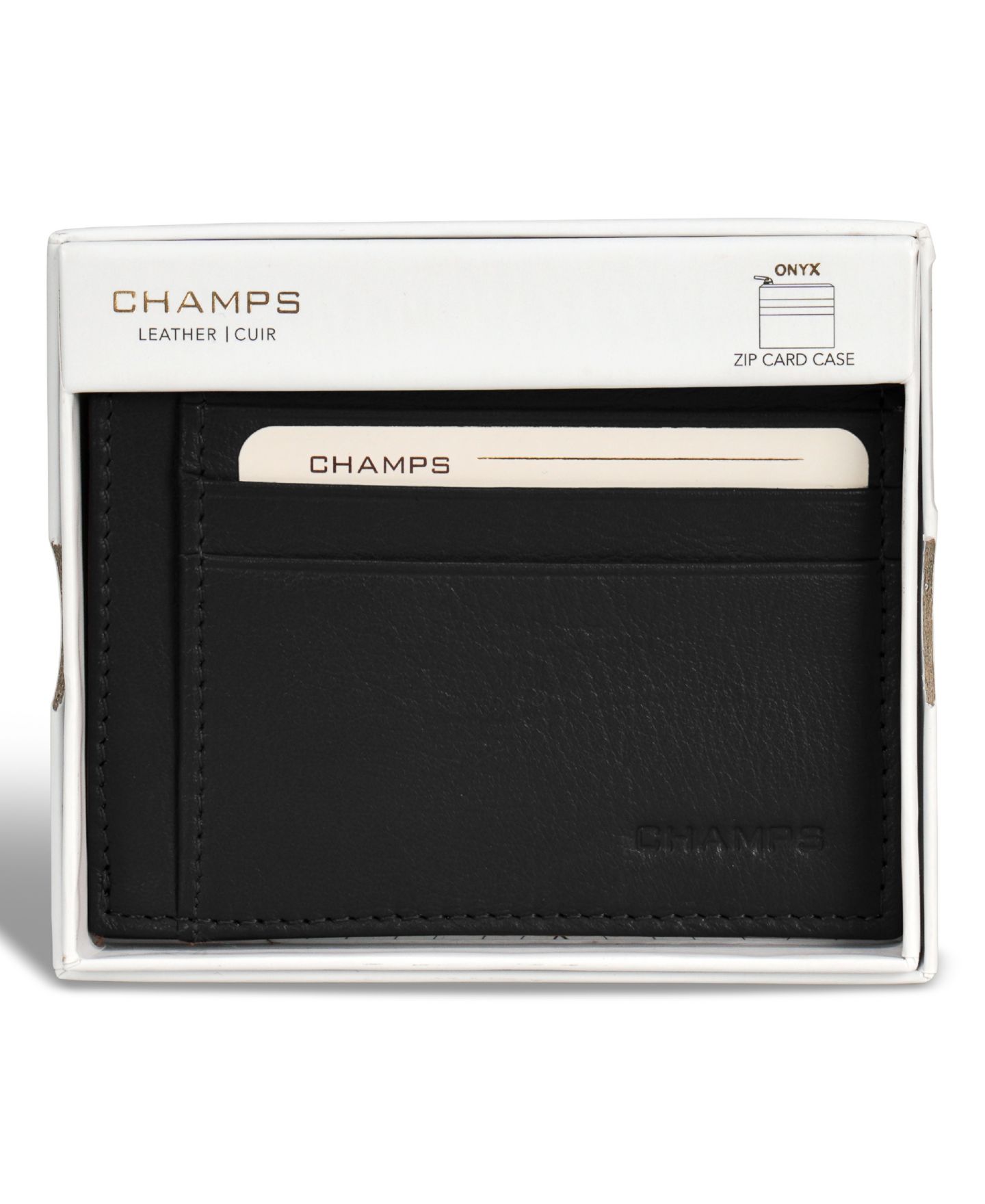 Мужской кошелёк CHAMPS Onyx Collection Leather Zip Card Case, цвет: Чёрный — фото 5