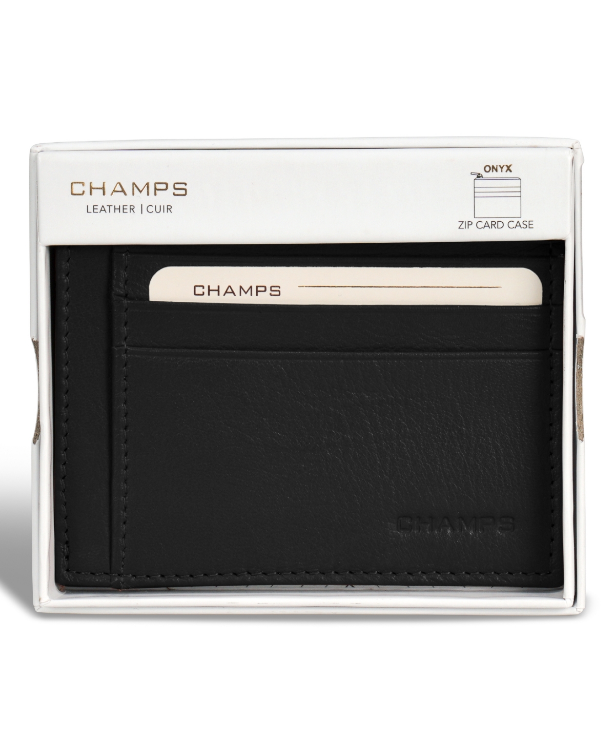 CHAMPS MEN'S ONYX COLLECTION LEATHER ZIP CARD CASE 