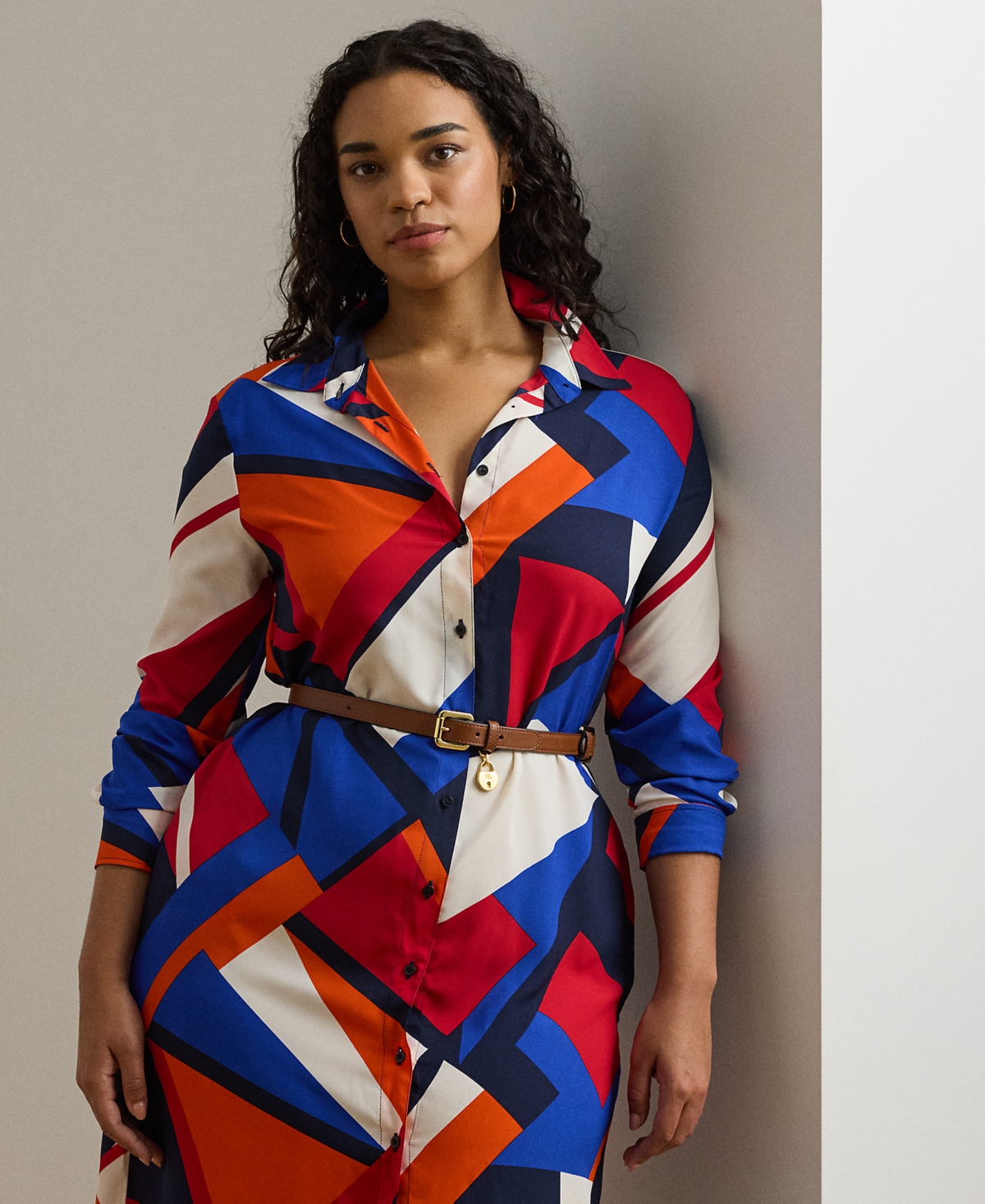Lauren Ralph Lauren Plus Size Print Crepe Shirtdress