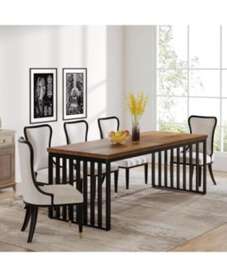 78.74" Long Rectangle Industrial Dining Table for 6-8 Person, Dining Table Wood Kitchen Table with Heavy Duty Metal Frame