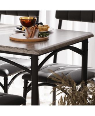 Dining Table Set for 5 Kitchen Table with 2 Upholstered Chairs and Bench 4 Pcs Rectangular Kitchen Table Set for Small Space Apartment Studio,Grey