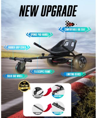 Hoverboard Seat Attachment, hoverboard go kart attachment with Adjustable Frame Length Compatible with 6.5'' 8'' 10'' Hoverboard, Best Hoverboard Go Kart for Kids and Adults