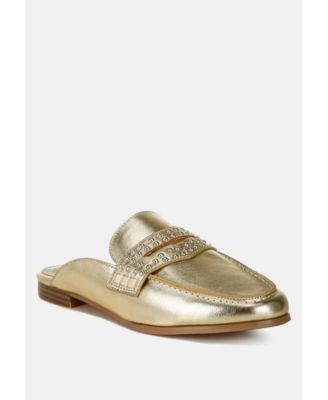 Adam Lane Stud Detail Metallic Pleather Mules