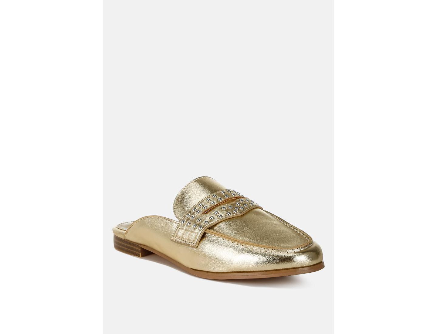 Женские сабо Rag & Co Adam Lane Stud Detail Metallic Pleather Mules — фото 3