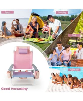 2 Pieces Folding Backpack Beach Chair with Pillow