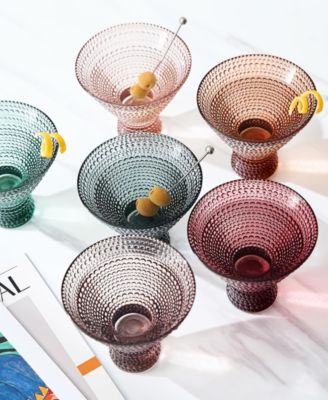 Colored Stemless Martini Cocktail Glasses, Set of 6