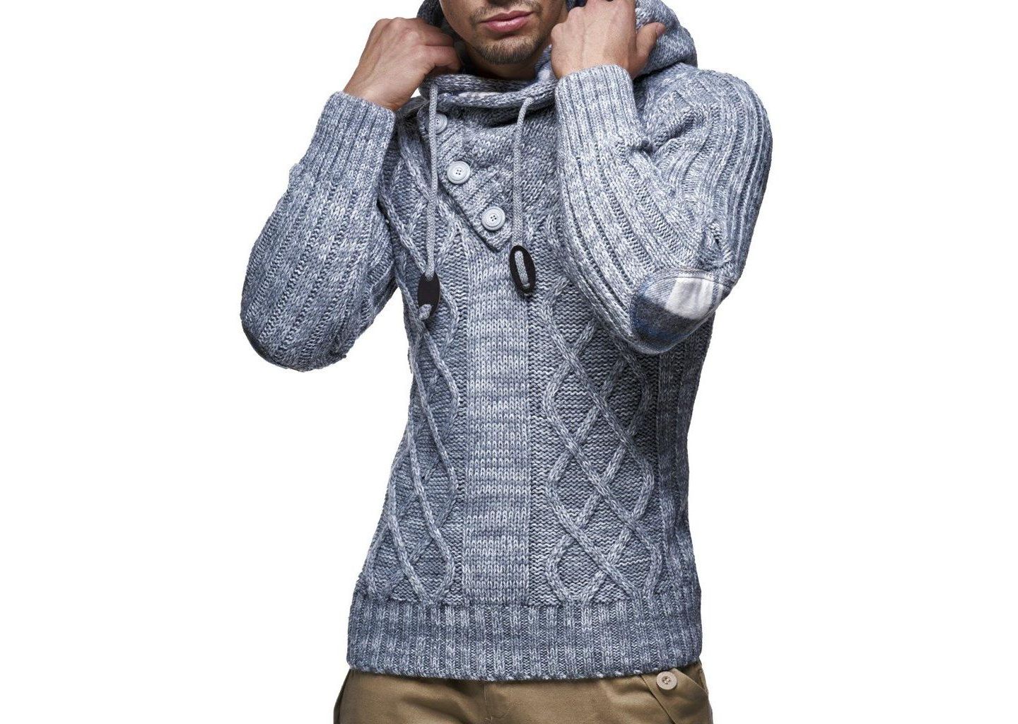 Мужское худи Leif Nelson Men s Knitted Pullover Long-Sleeved Slim fit Basic Winter -Sweater for Men, цвет: Антрацитовый — фото 1