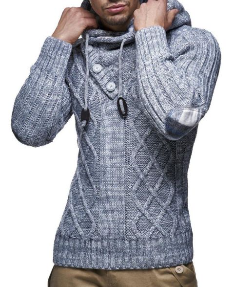 Мужское худи Leif Nelson Knitted Pullover Long-Sleeved Slim fit Basic Winter -Sweater for Men, цвет: Антрацитовый