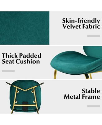 4PCS Velvet Dining Chair Accent Leisure Chair Armless Side Chair Green