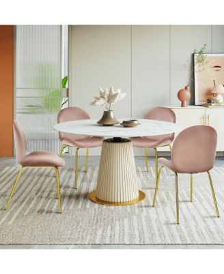 4PCS Velvet Dining Chair Accent Leisure Chair Armless Side Chair Green