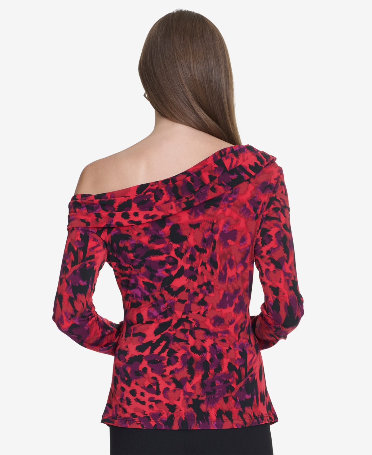 Halston Women's Printed Off-The-Shoulder Top -garnet