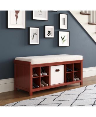 Solid Wood Entryway Bench - 1 Bins & 2 Shoe Divider