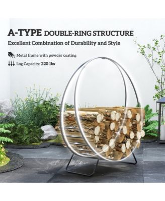 40&amp;#x22; Waterproof Firewood Rack with Cover, Outdoor Indoor Log Rack