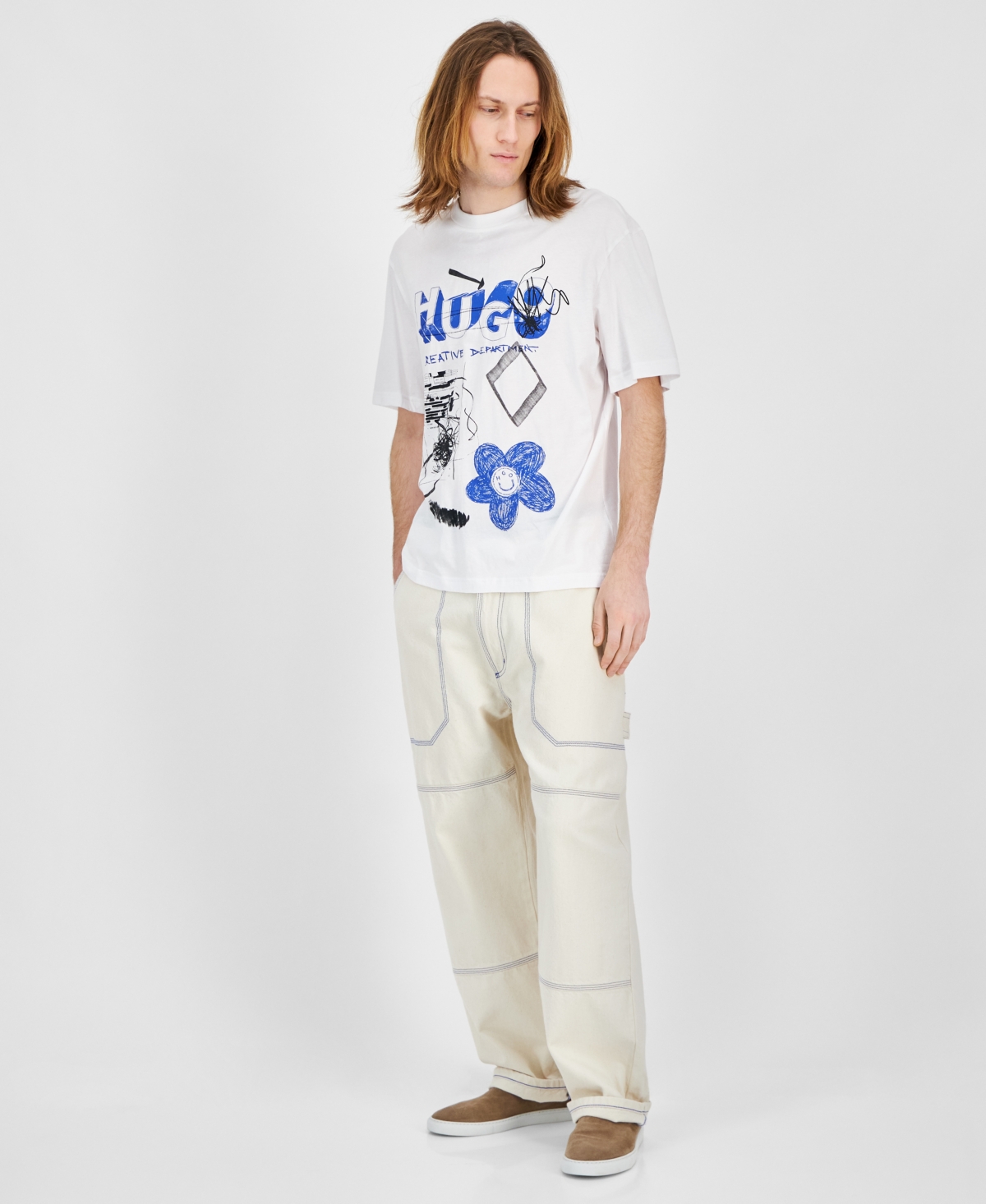 Hugo Boss Men's Creative Department Relaxed Fit Short Sleeve Crewneck Logo Graphic T-Shirt