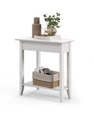 2-Tier Wood End Table Irregular Narrow Sofa Side Nightstand