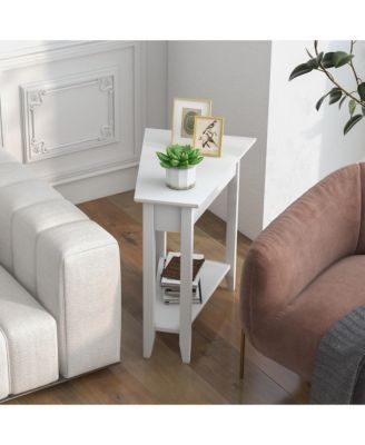 2-Tier Wood End Table Irregular Narrow Sofa Side Nightstand