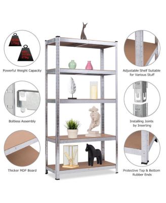 72 Inch Storage Shelf Steel Metal 5 Levels Adjustable Shelves
