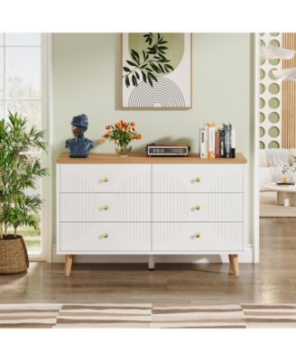 6 Drawer Dresser, 47" Modern Wood Storage Organizer Chest of Drawers