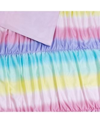Rainbow Ruched Pink 4-Piece Microfiber Comforter Set - Twin