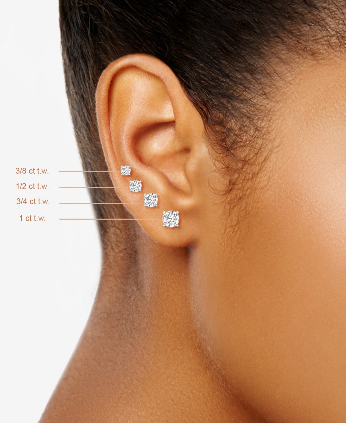 Macy's Diamond Four Prong Stud Earrings (3/8 Ct. Tw) In 14k White Gold Or 14k Gold In White Gold