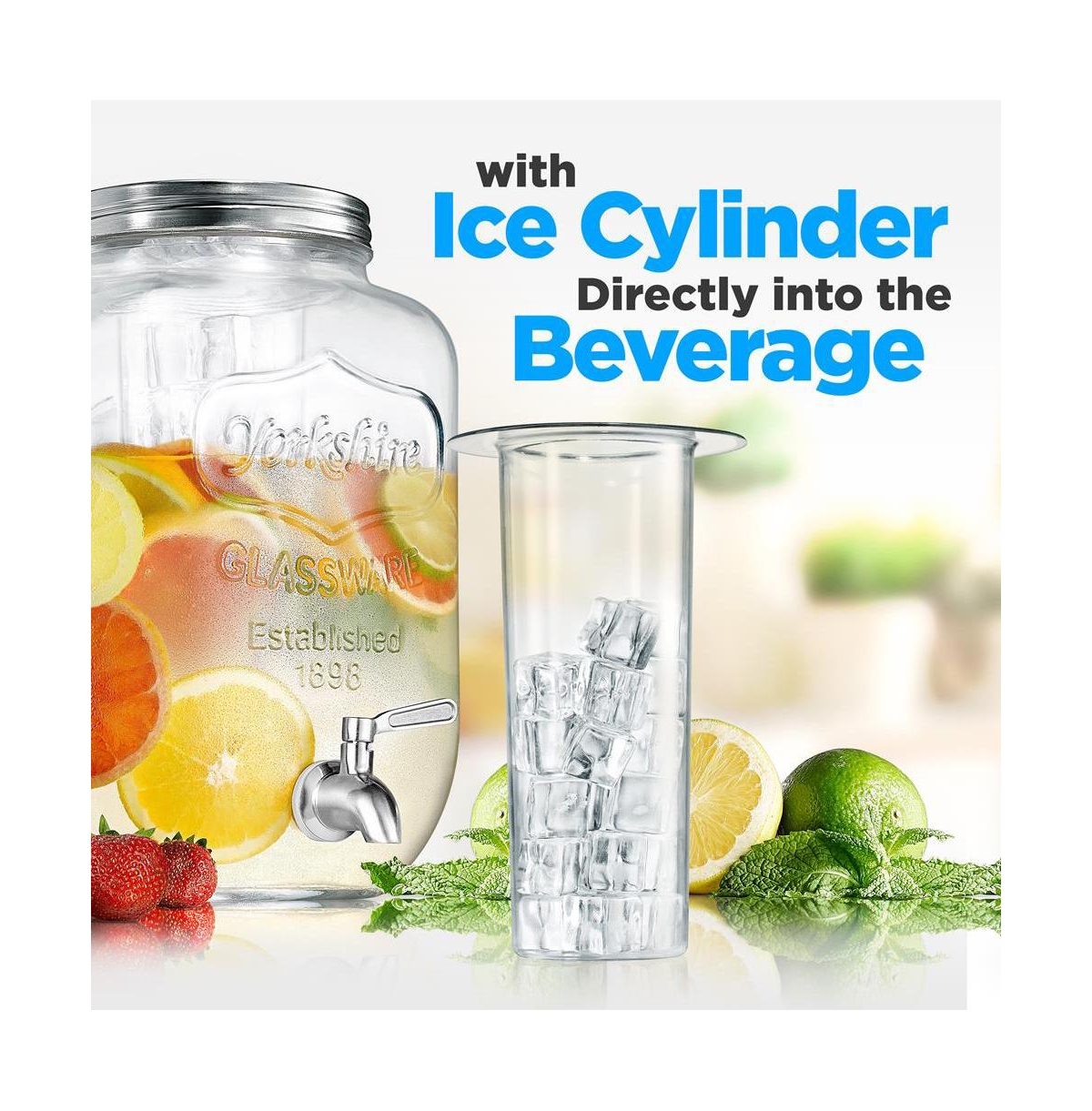 NutriChef 1-Gallon Glass Beverage Dispenser with Stainless Steel Tap & Lid